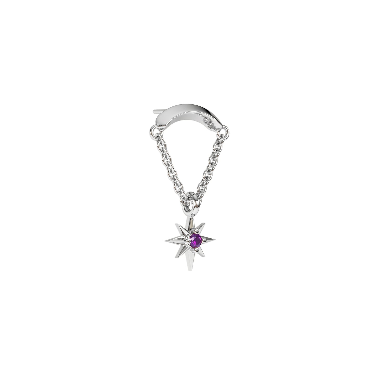 14K Gold Amethyst Starburst Chain Threadless End