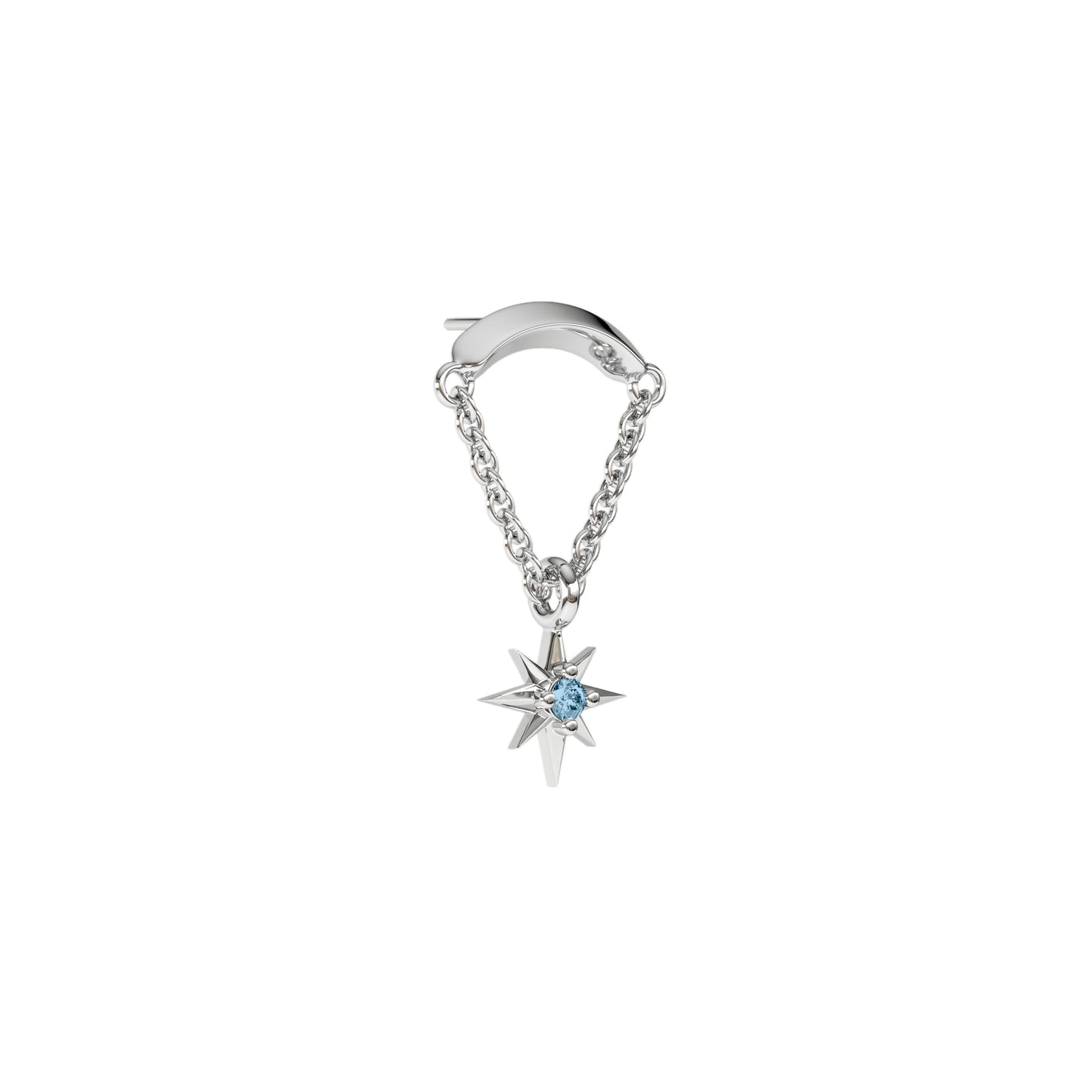 14K Gold Blue Topaz Starburst Chain Threadless End