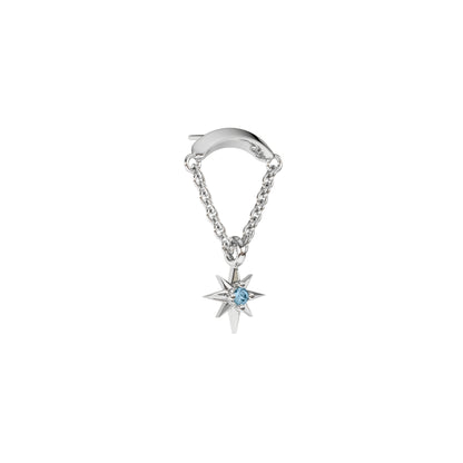 14K Gold Blue Topaz Starburst Chain Threadless End