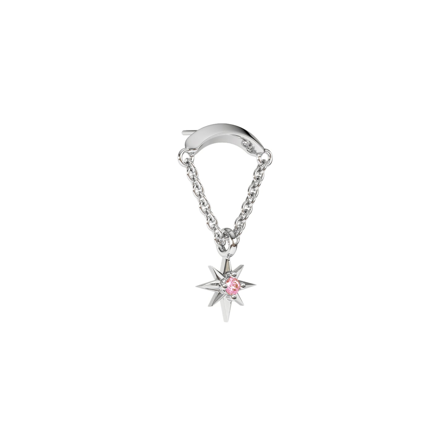 14K Gold Pink Tourmaline Starburst Chain Threadless End