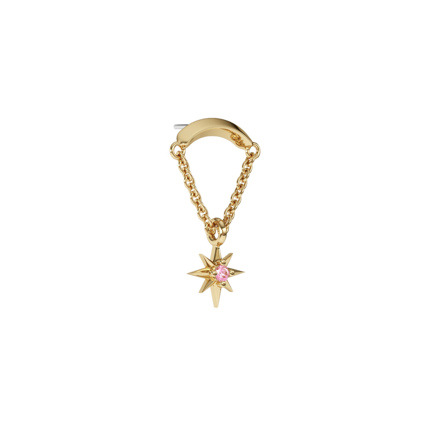 14K Gold Pink Tourmaline Starburst Chain Threadless End