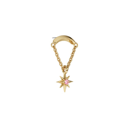 14K Gold Pink Tourmaline Starburst Chain Threadless End