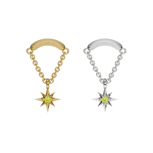 14K Gold Peridot Starburst Chain Threadless End