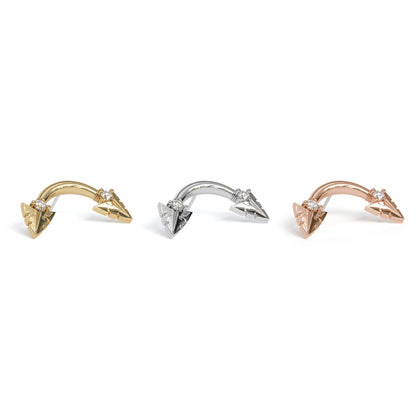 14K Gold Diamond Curved Arrowhead Threadless End