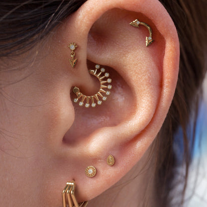 14K Gold Diamond Curved Arrowhead Threadless End