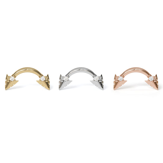 14K Gold Diamond Curved Arrowhead Threadless End