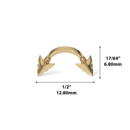 14K Gold Curved Arrowhead Threadless End