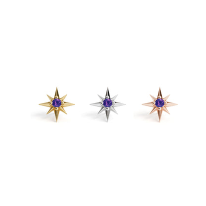 14K Gold Amethyst Starburst Threadless End
