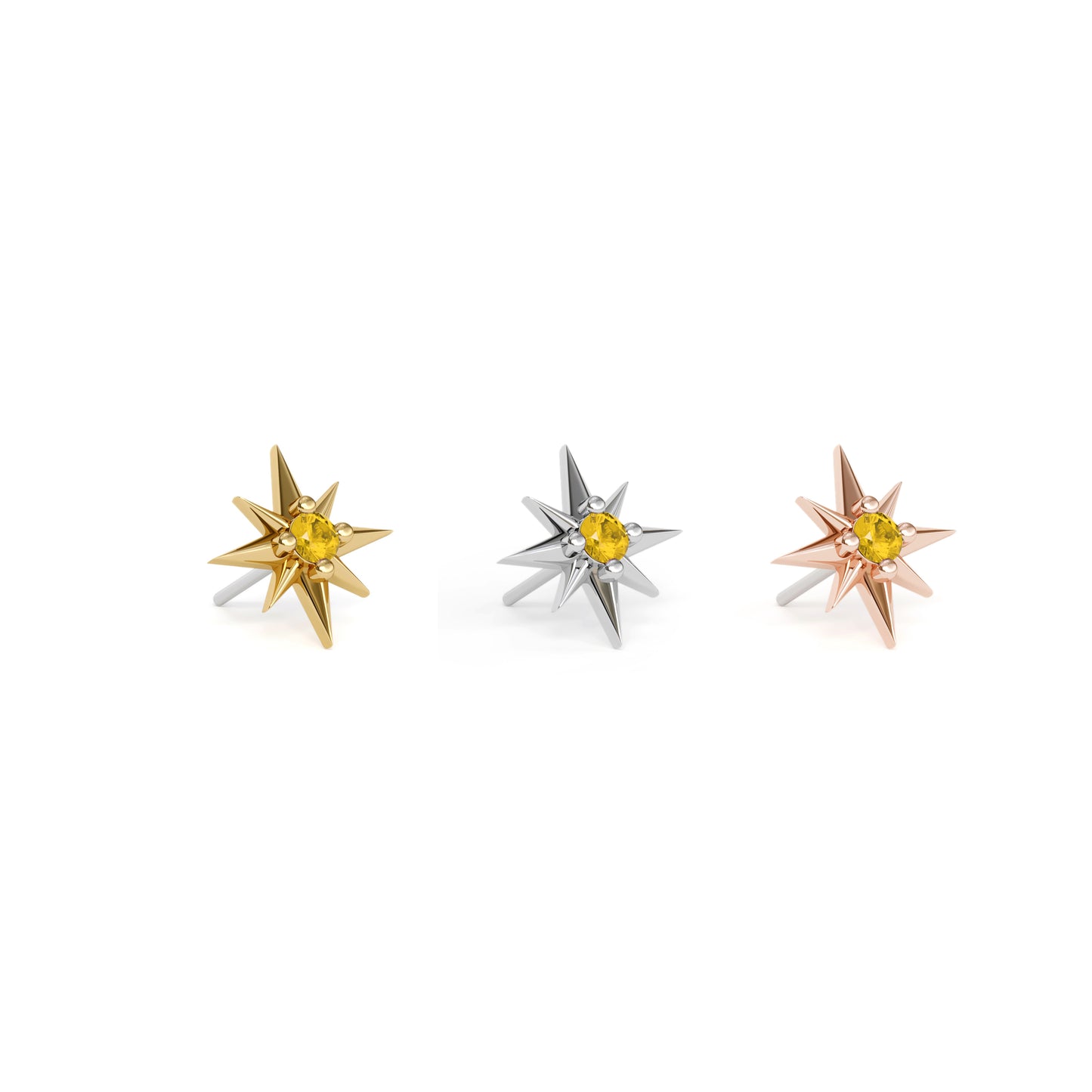 14K Gold Citrine Starburst Threadless End