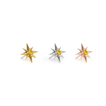 14K Gold Citrine Starburst Threadless End