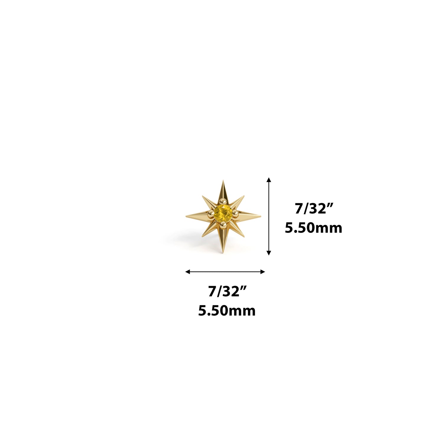 14K Gold Citrine Starburst Threadless End