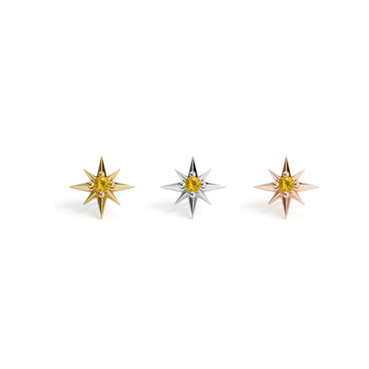 14K Gold Citrine Starburst Threadless End