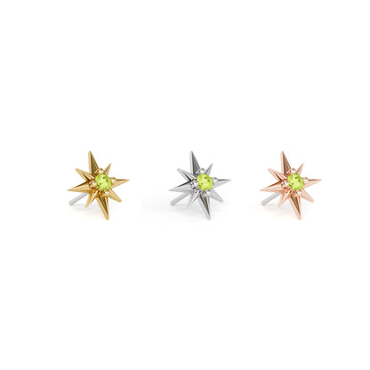 14K Gold Peridot Starburst Threadless End