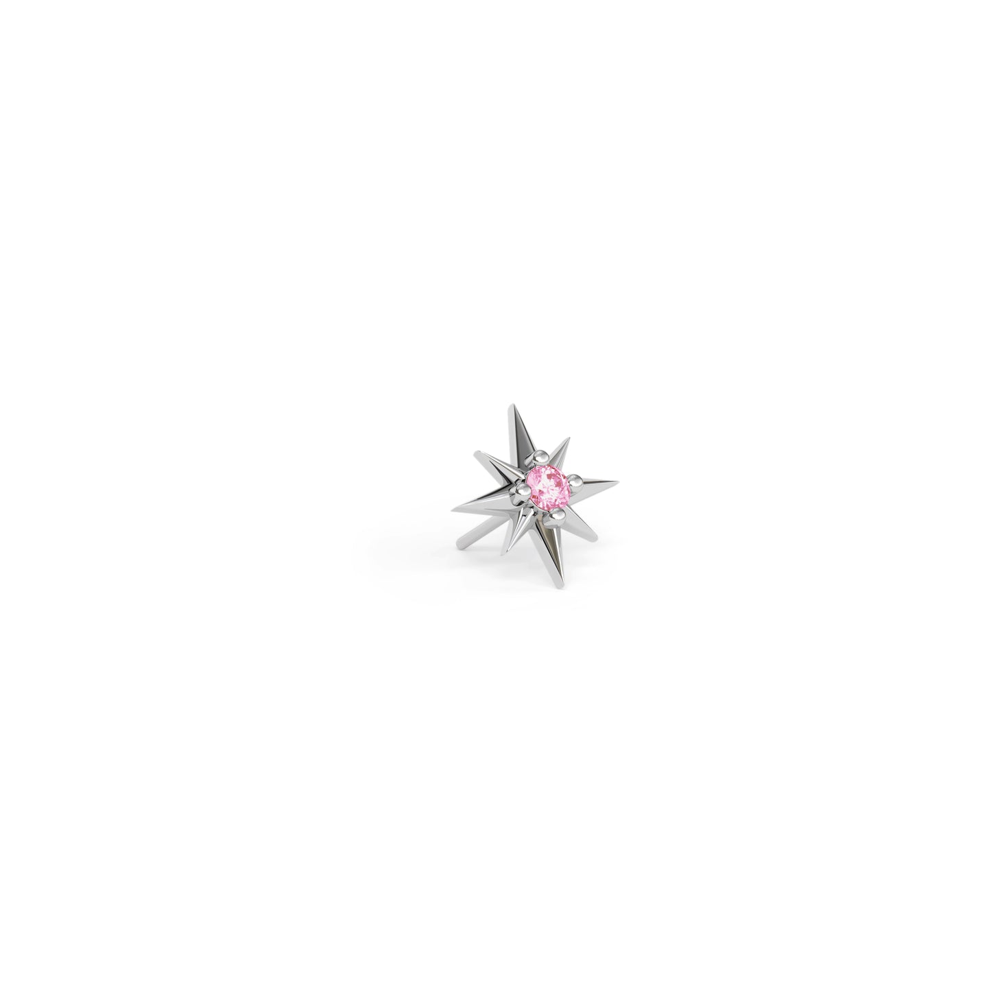 14K Gold Pink Tourmaline Starburst Threadless End