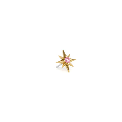 14K Gold Pink Tourmaline Starburst Threadless End