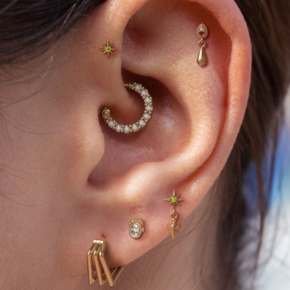 14K Gold Peridot Starburst Threadless End