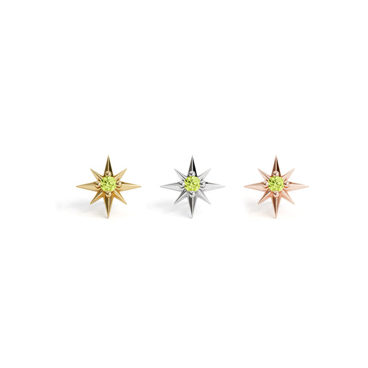 14K Gold Peridot Starburst Threadless End
