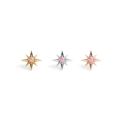 14K Gold Pink Tourmaline Starburst Threadless End