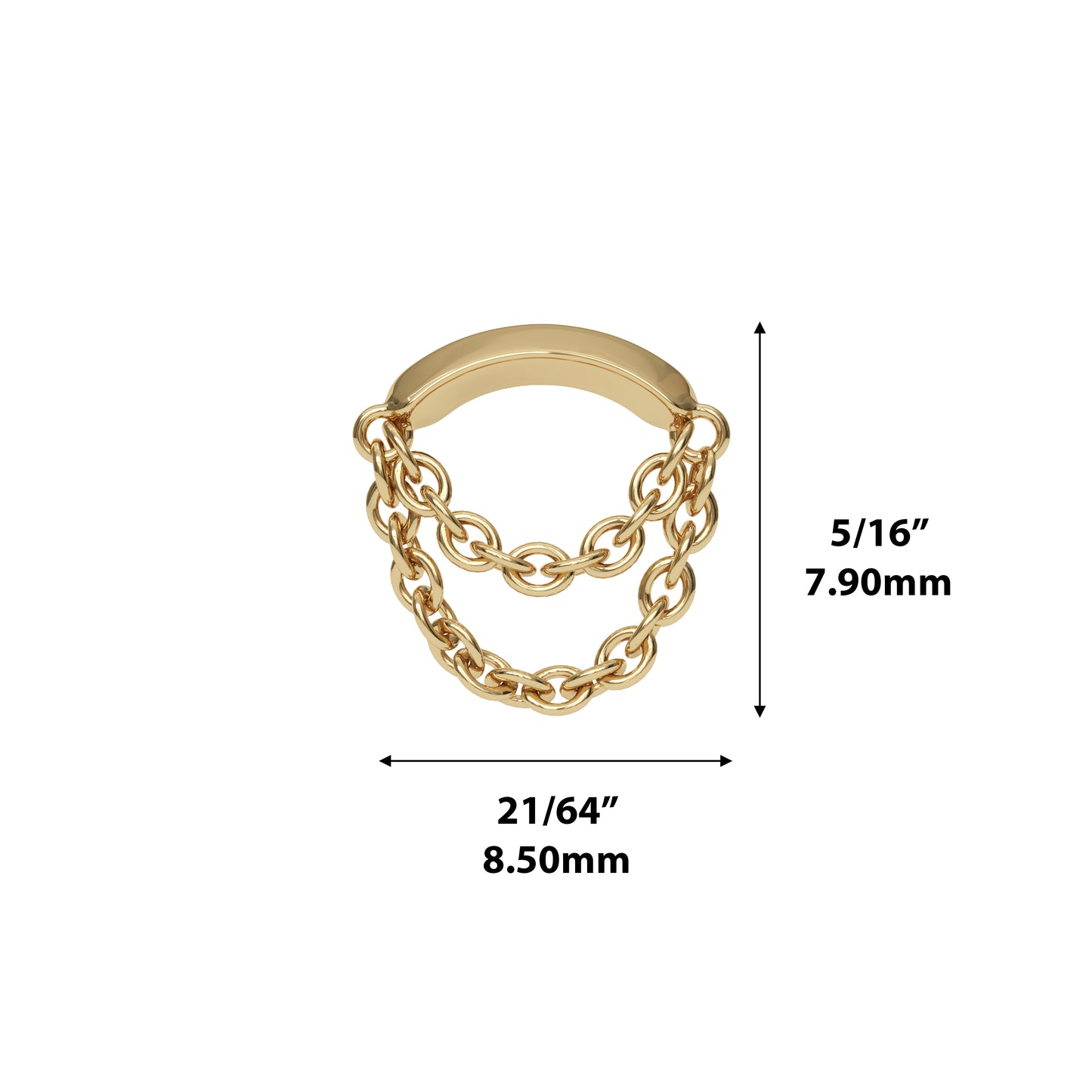 14K Gold Double Chain Threadless End