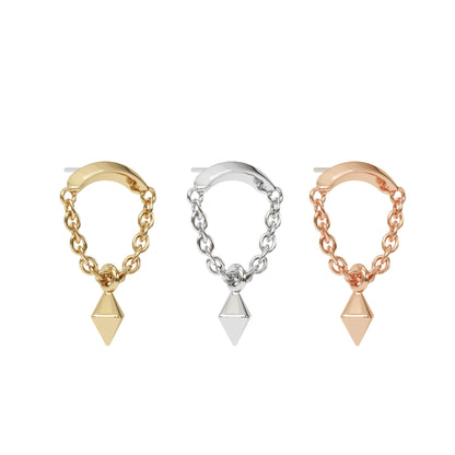 14K Gold Pyramid Chain Threadless End