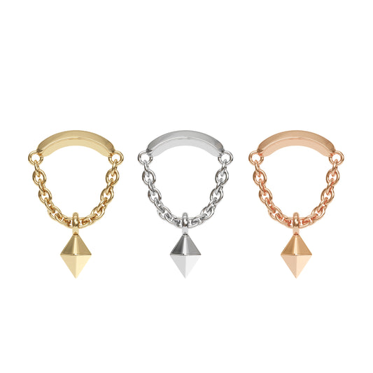 14K Gold Pyramid Chain Threadless End