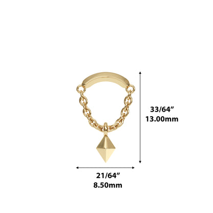 14K Gold Pyramid Chain Threadless End