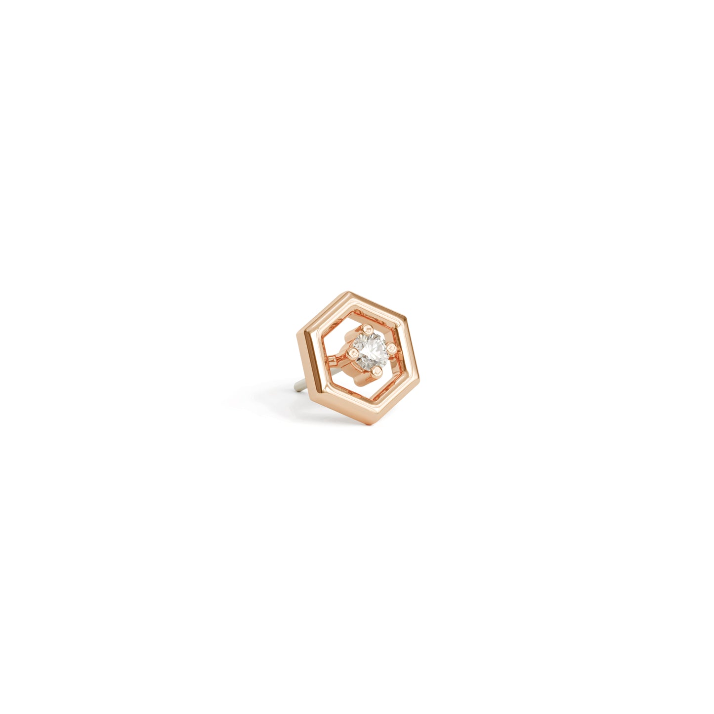 14K Gold Diamond Unique Hexagon Threadless End