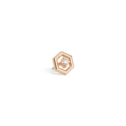 14K Gold Diamond Unique Hexagon Threadless End