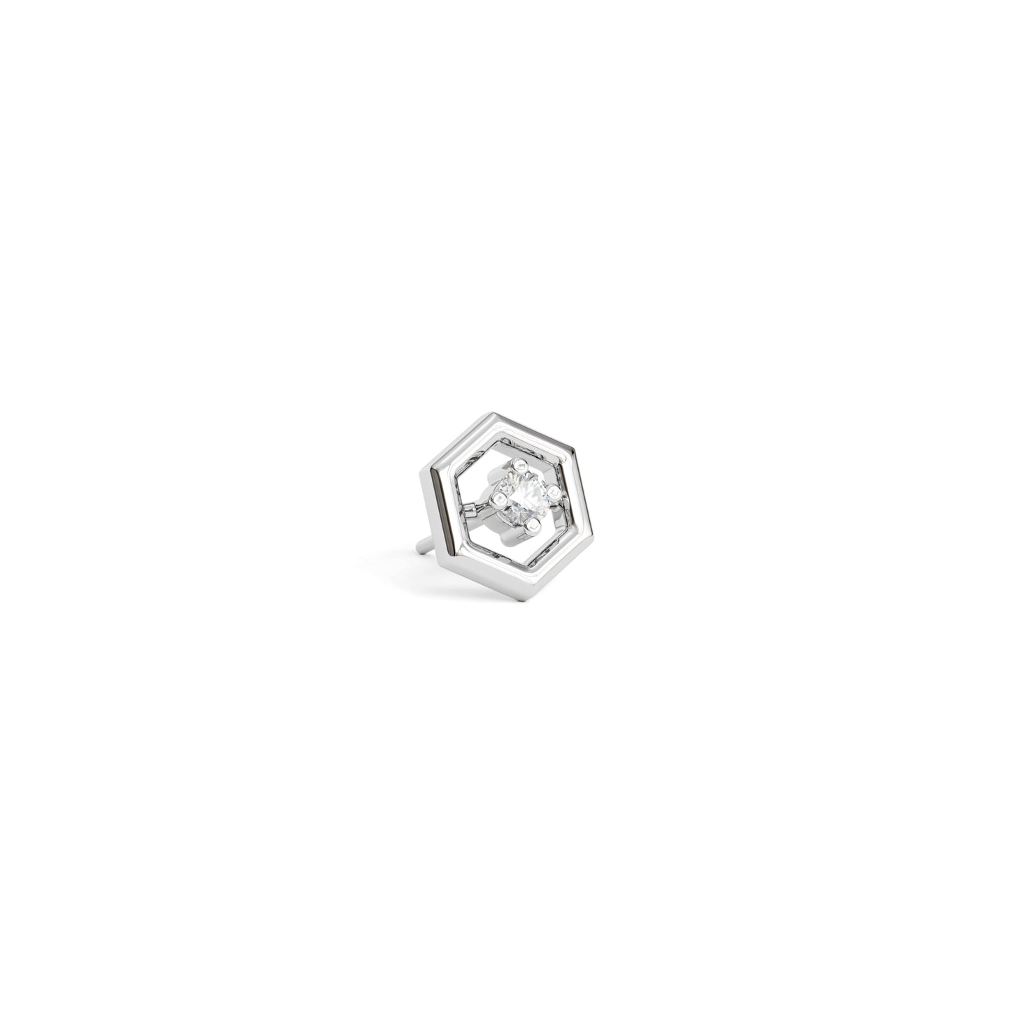 14K Gold Diamond Unique Hexagon Threadless End