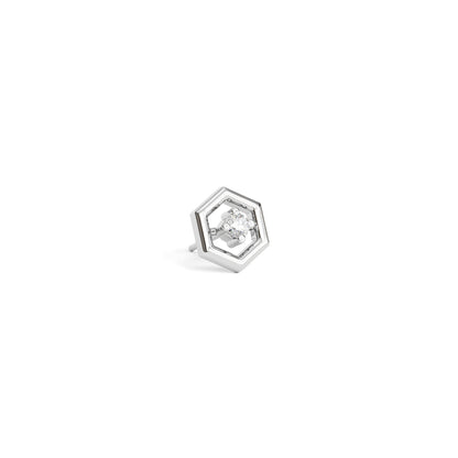 14K Gold Diamond Unique Hexagon Threadless End