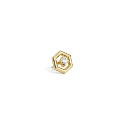 14K Gold Diamond Unique Hexagon Threadless End