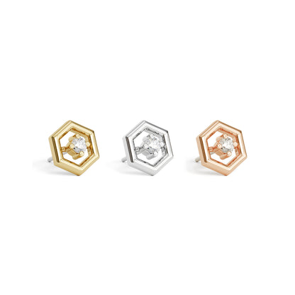 14K Gold Diamond Unique Hexagon Threadless End