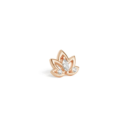 14K Gold Diamond Lotus Flower Threadless End