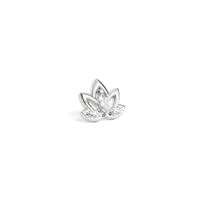 14K Gold Diamond Lotus Flower Threadless End