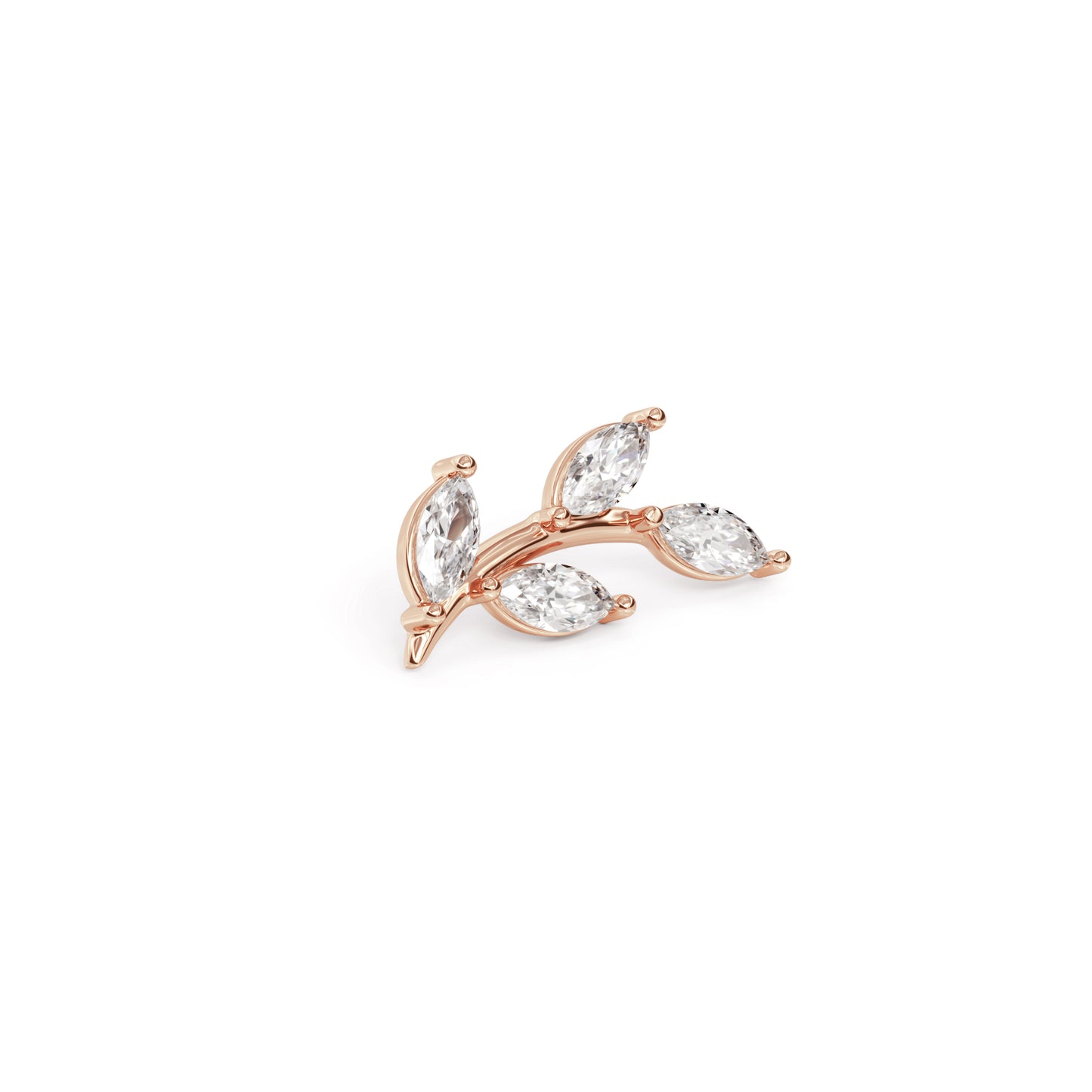 14K Gold Leaf Marquise Diamond Curved Threadless End