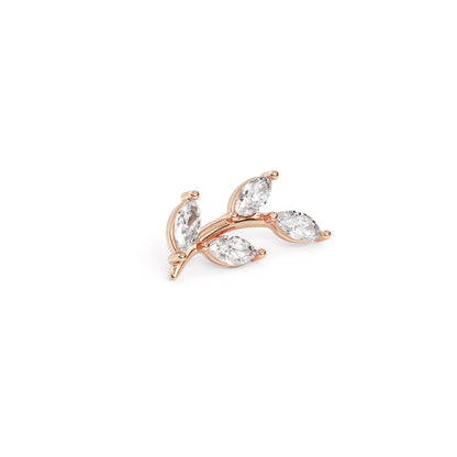 14K Gold Leaf Marquise Diamond Curved Threadless End