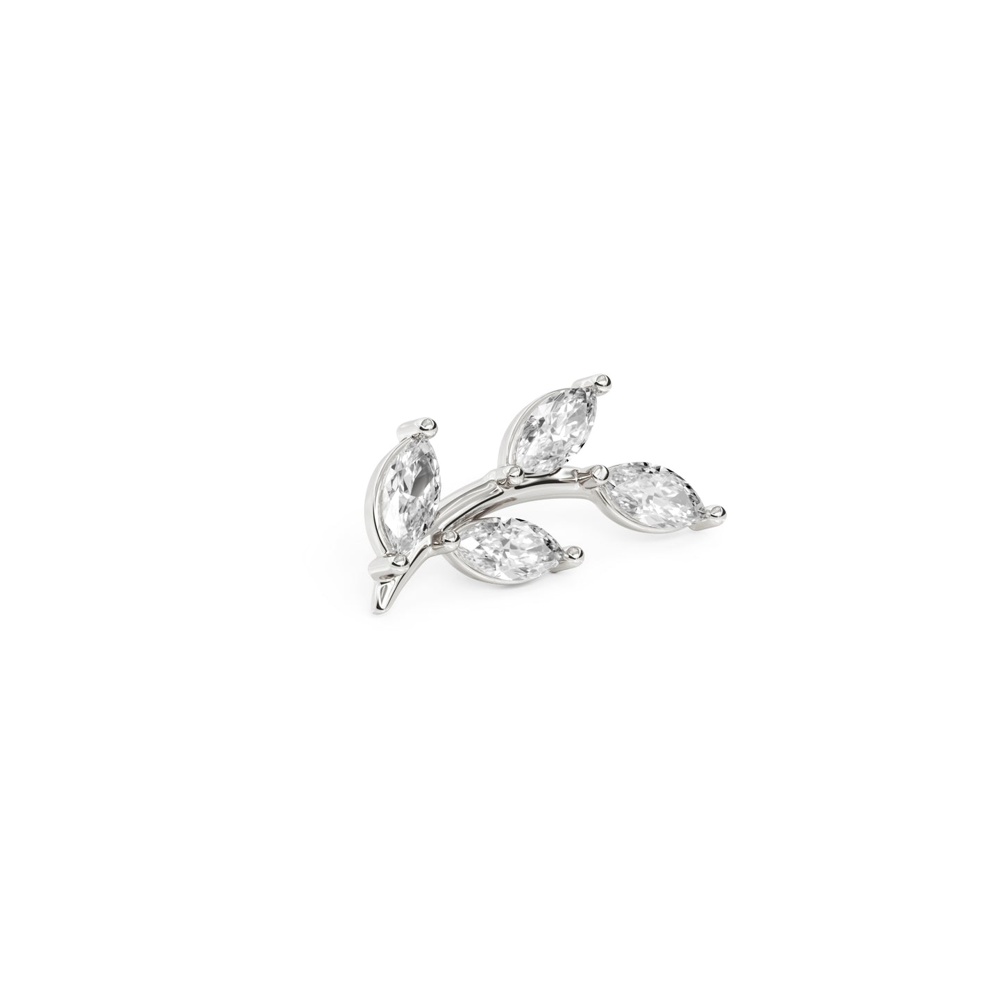 14K Gold Leaf Marquise Diamond Curved Threadless End