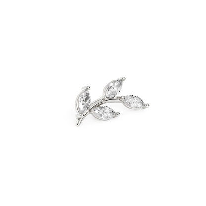 14K Gold Leaf Marquise Diamond Curved Threadless End