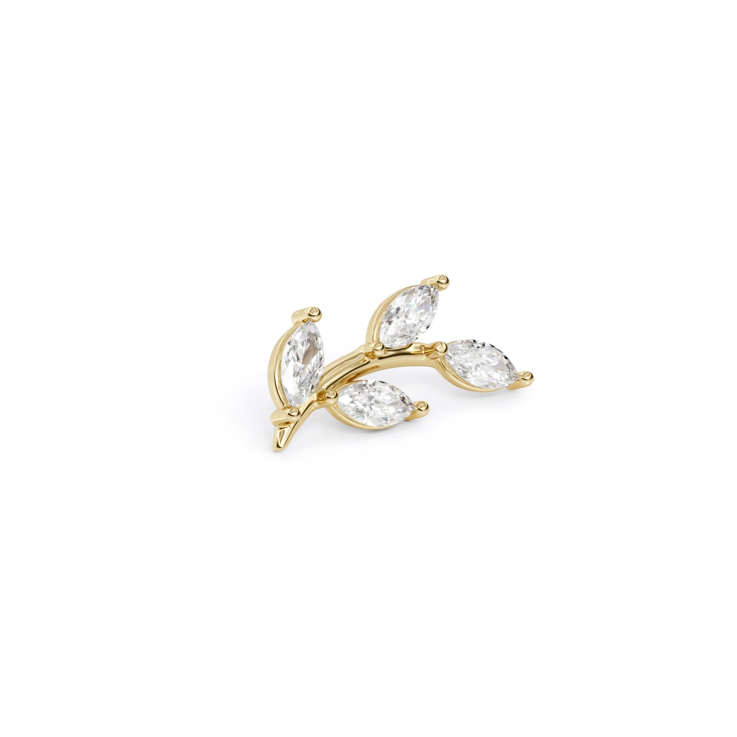 14K Gold Leaf Marquise Diamond Curved Threadless End