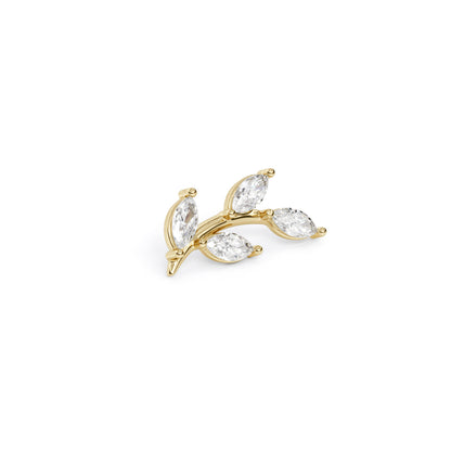 14K Gold Leaf Marquise Diamond Curved Threadless End