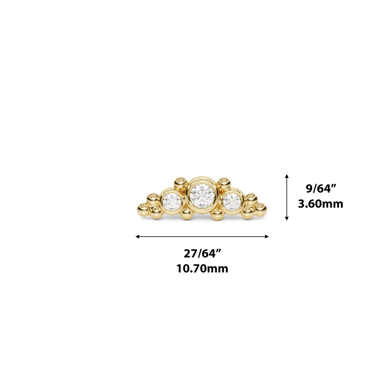 14K Gold Beaded Diamond Curved Threadless End