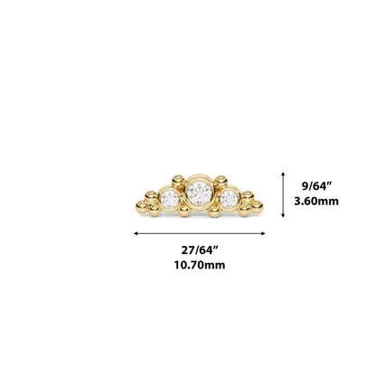 14K Gold Beaded Diamond Curved Threadless End