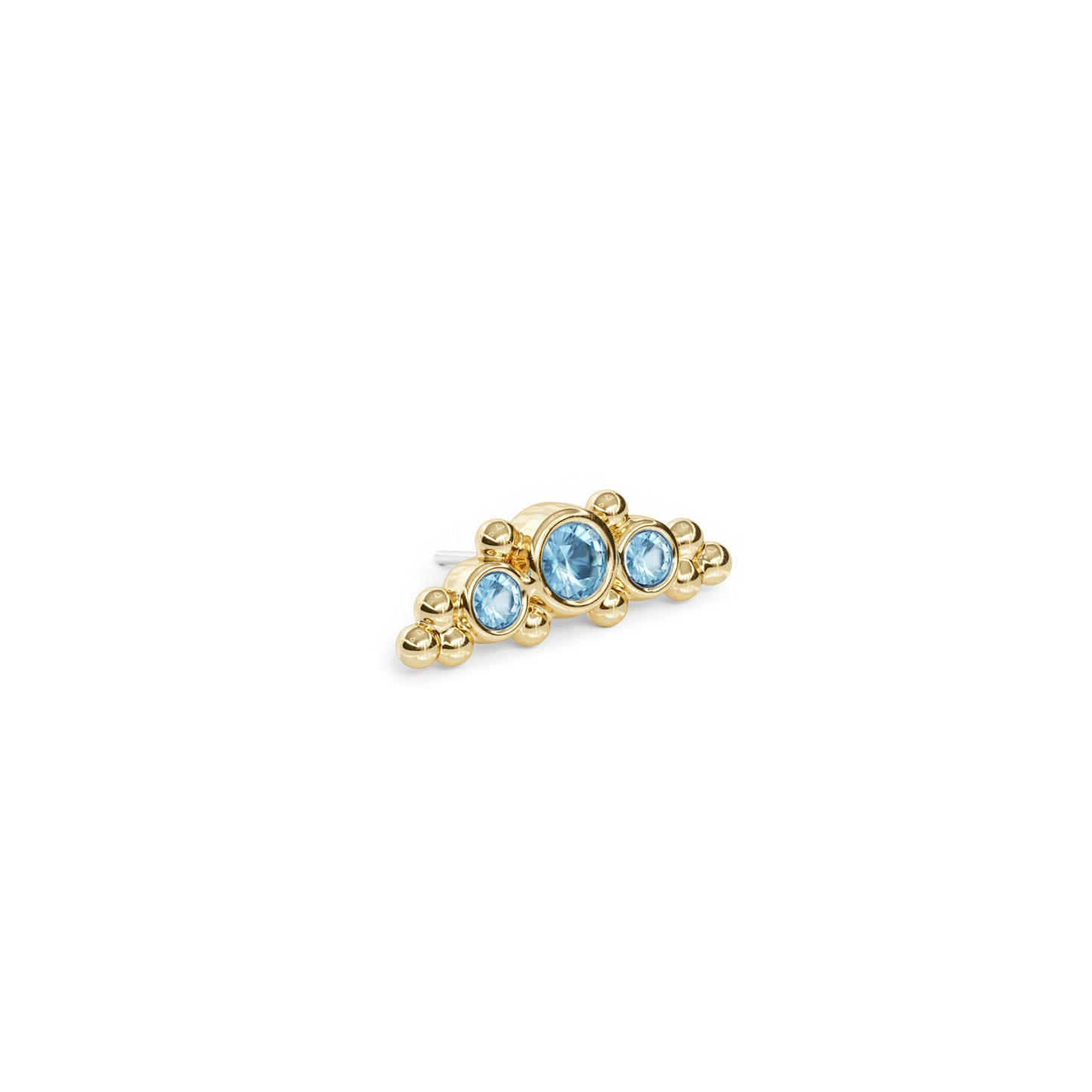 14K Gold Beaded Blue Topaz Curved Threadless End