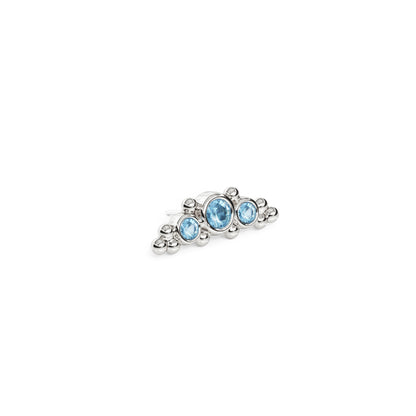 14K Gold Beaded Blue Topaz Curved Threadless End