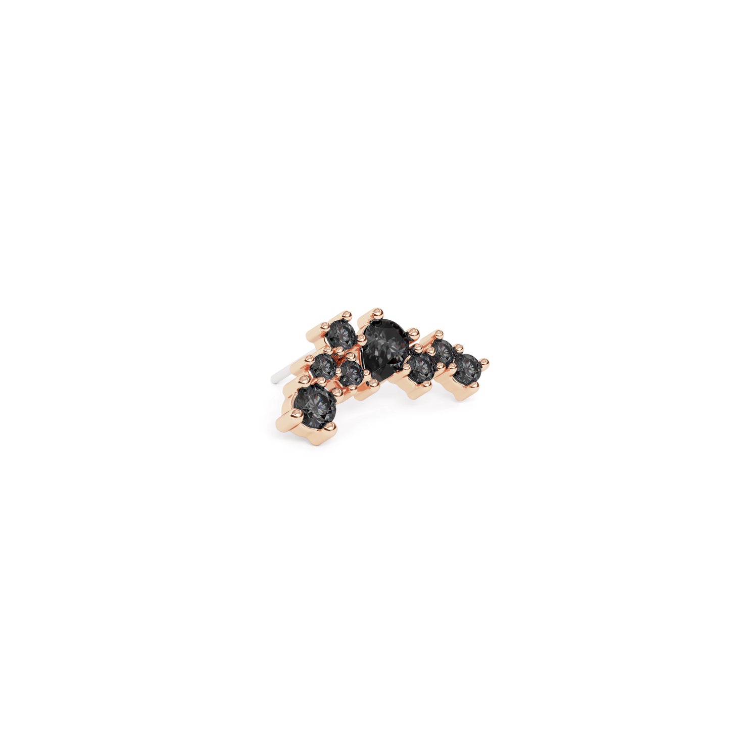 14K Gold Scattered Black Diamond Curved Threadless End
