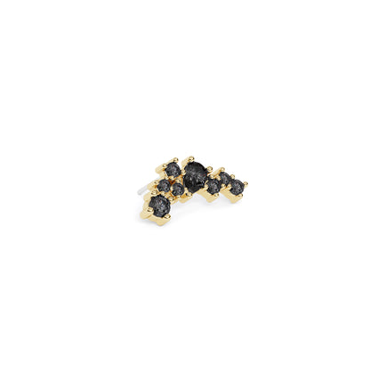14K Gold Scattered Black Diamond Curved Threadless End