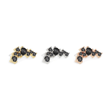 14K Gold Scattered Black Diamond Curved Threadless End