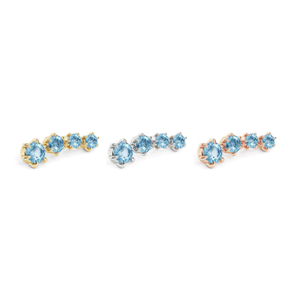 14K Gold Graduated Blue Topaz Curved Threadless End