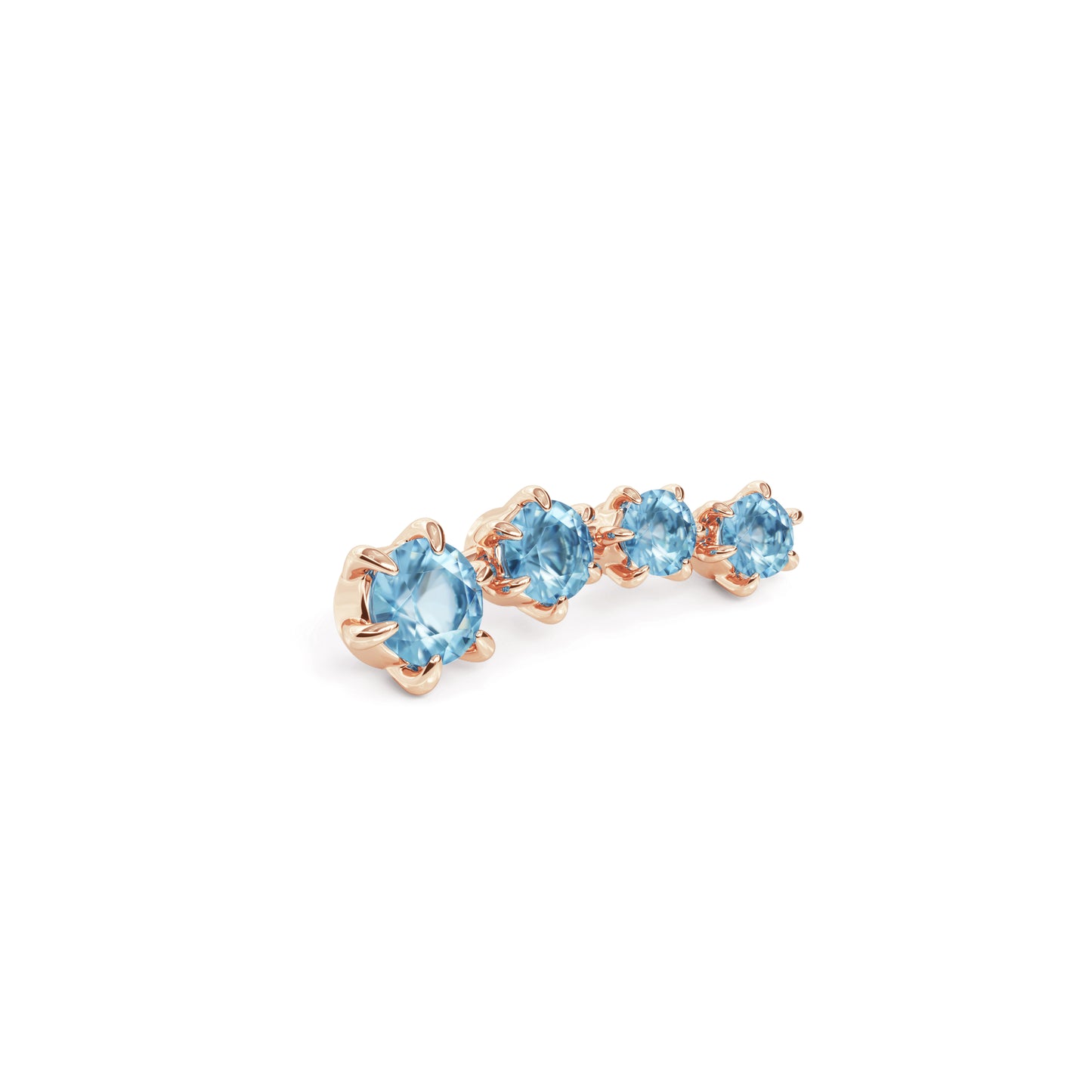 14K Gold Graduated Blue Topaz Curved Threadless End