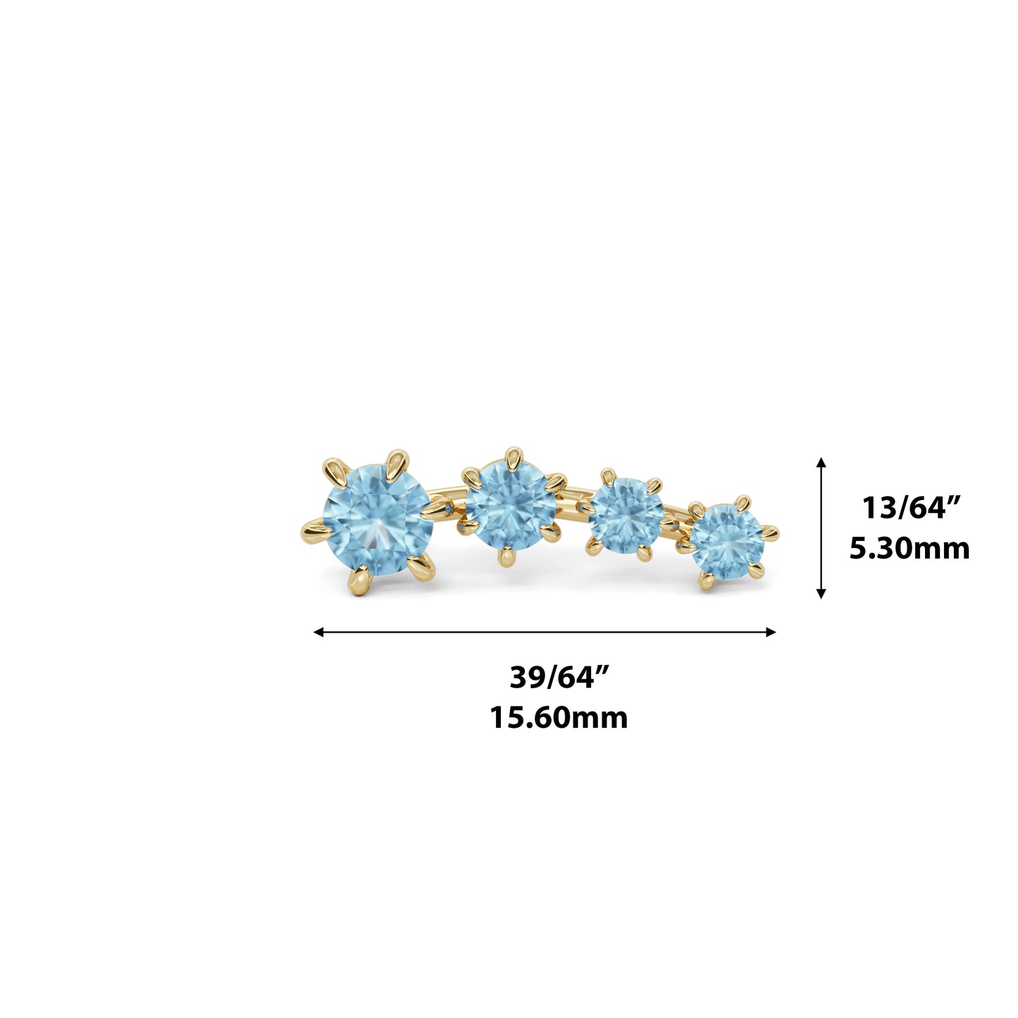 14K Gold Graduated Blue Topaz Curved Threadless End